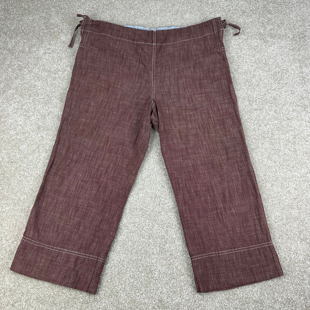 Sitwell Womens Medium Brown Cotton Cropped Wide Leg Side Tie Utility Pants Boho